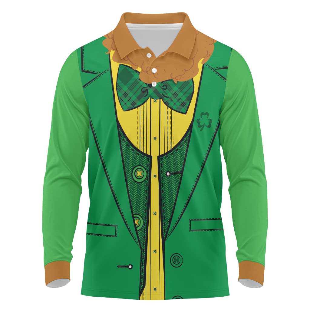 St.Patrick Leprechaun Inspired Funny Long Sleeve Polo Shirt - Wonder Print Shop