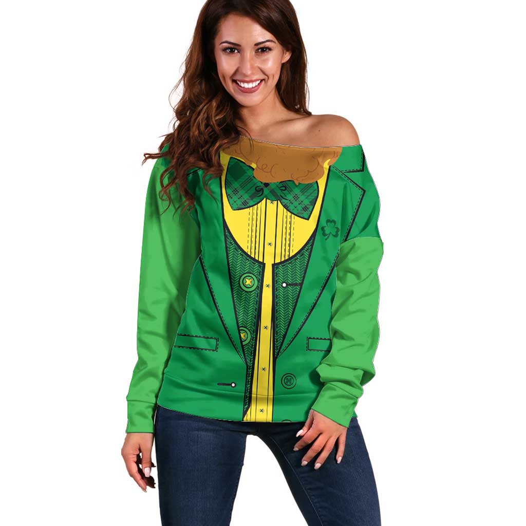 St.Patrick Leprechaun Inspired Funny Off Shoulder Sweater