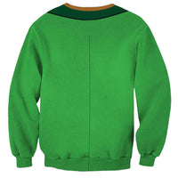 Green sweatshirt, plain back view