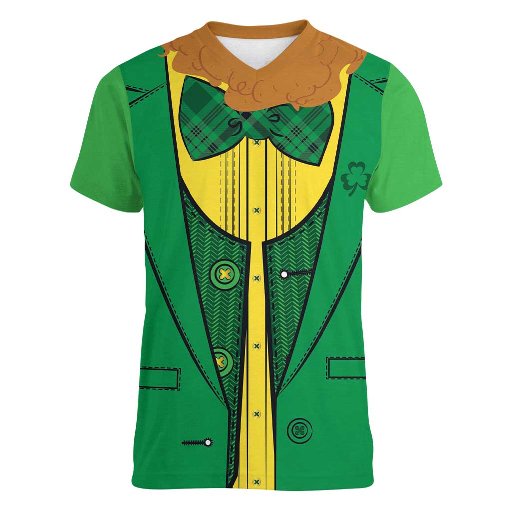 St.Patrick Leprechaun Inspired Funny Women V-Neck T-Shirt - Wonder Print Shop