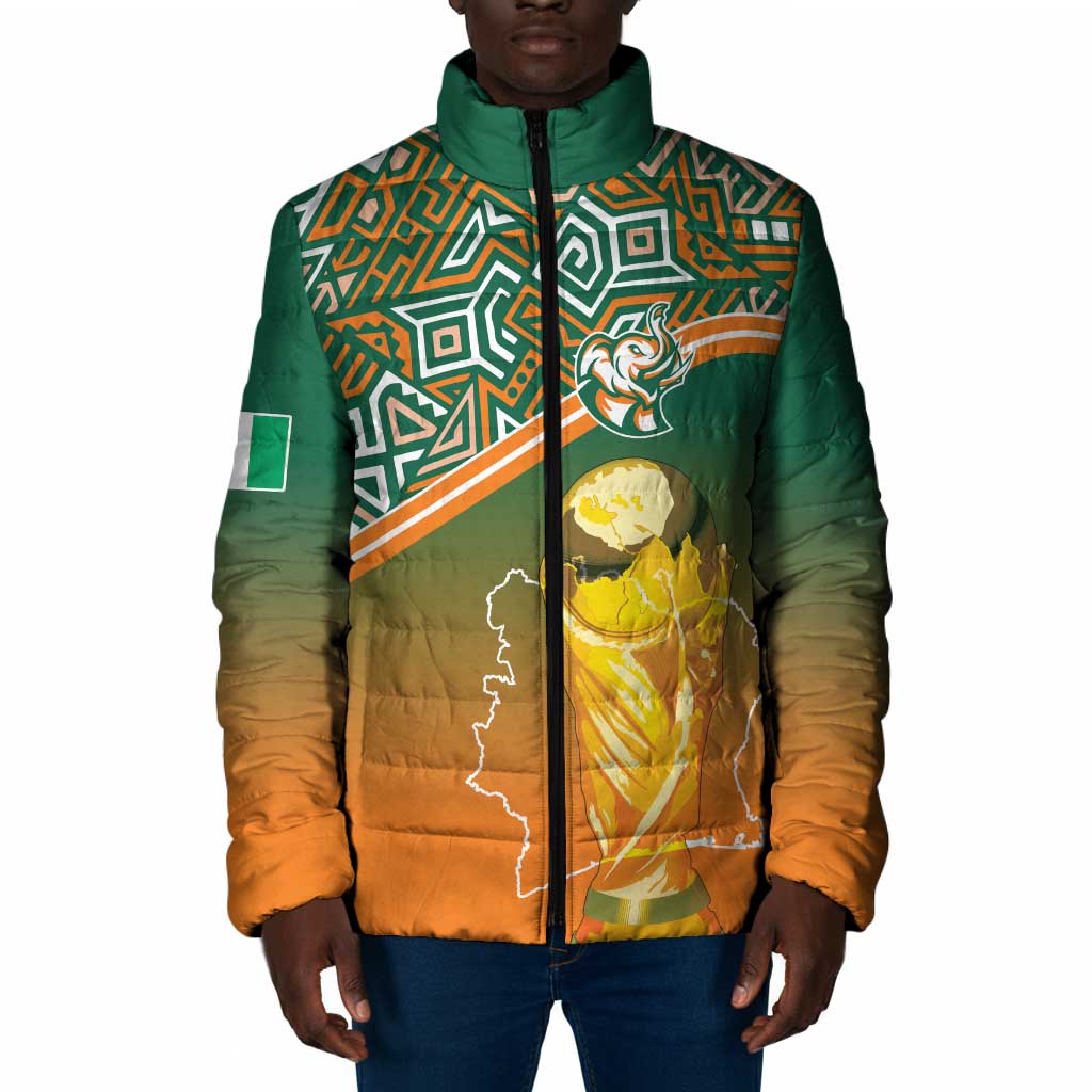 Ivory Coast Football Tribal Patterns Padded Jacket WC2026 - Wonder Print Shop