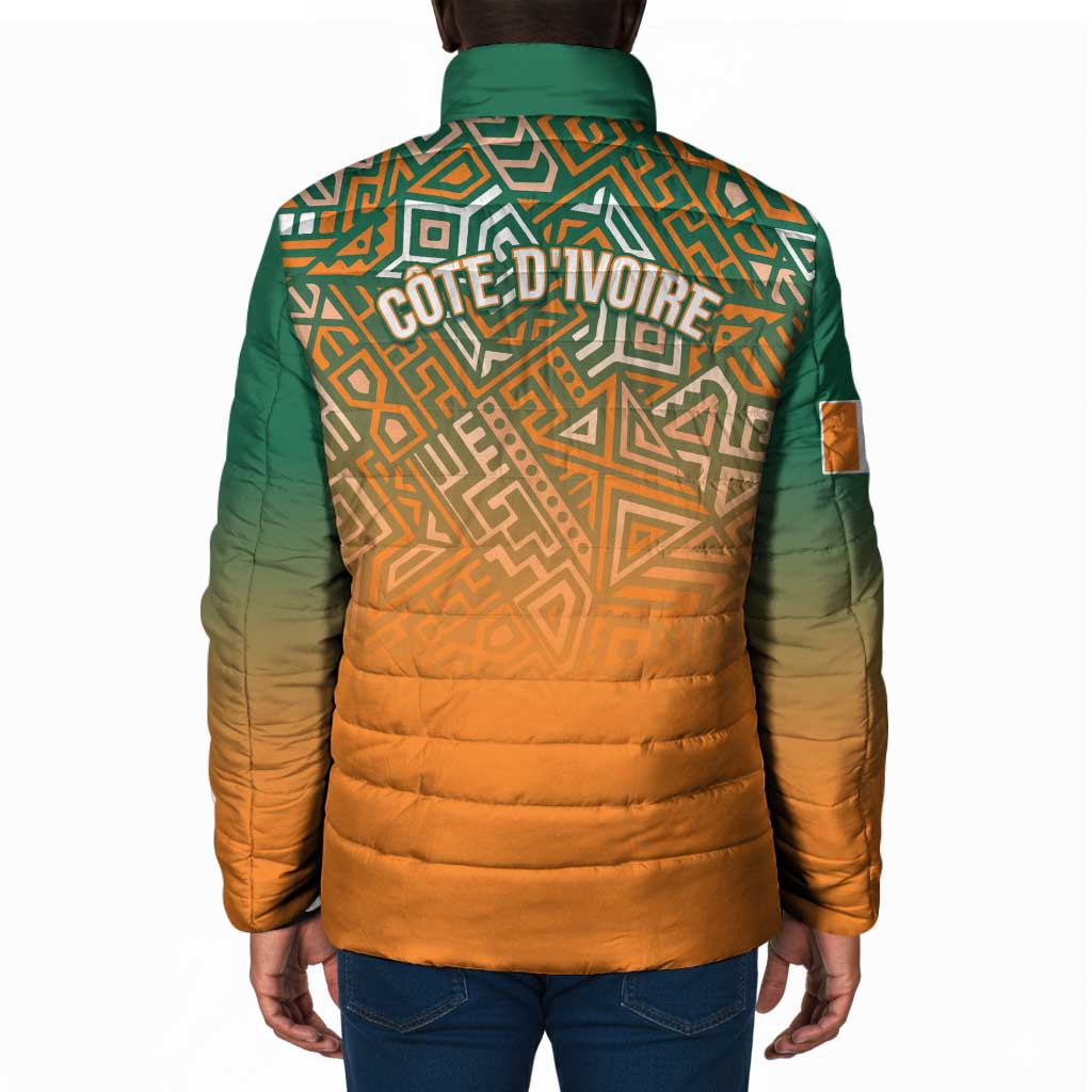 Ivory Coast Football Tribal Patterns Padded Jacket WC2026 - Wonder Print Shop