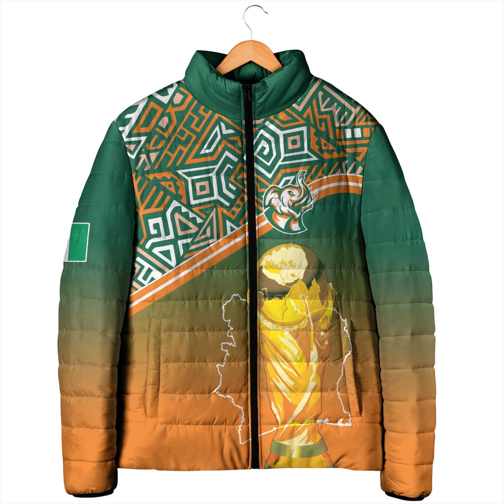 Ivory Coast Football Tribal Patterns Padded Jacket WC2026 - Wonder Print Shop