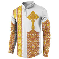 Habesha Motifs Ethiopia Button Sweatshirt Tilet White Gold