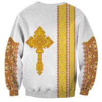 Habesha Motifs Ethiopia Sweatshirt Tilet White Gold