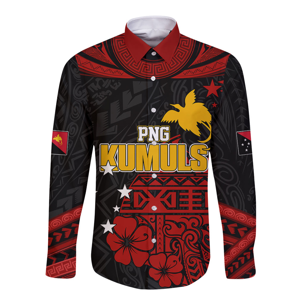 Unisex black rugby long-sleeve button shirt with red collar, stars and yellow graphic front