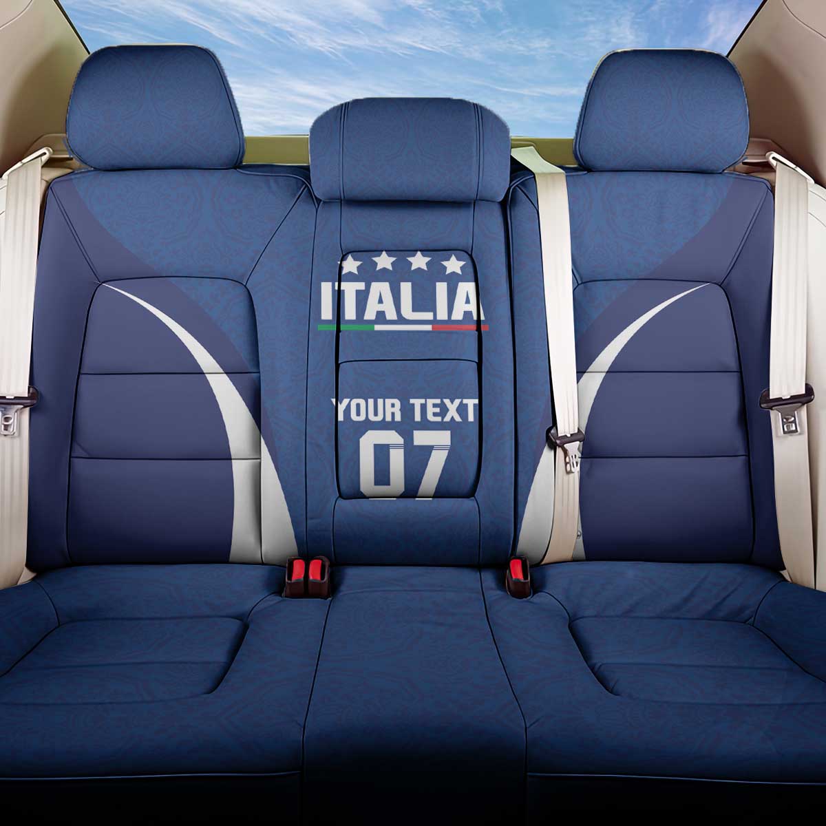 Italy Football 2024 Custom Back Car Seat Cover Gli Azzurri - Renaissance Inspired LT7 - Wonder Print Shop