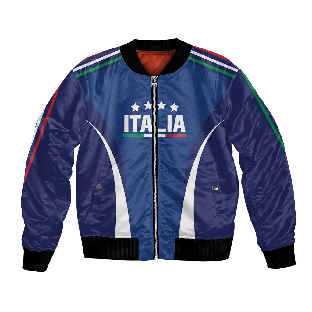 Italy Football 2024 Custom Bomber Jacket Gli Azzurri - Renaissance Inspired LT7 - Wonder Print Shop