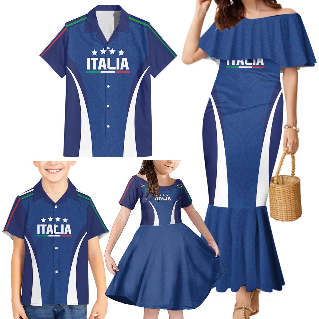 Italy Football 2024 Custom Family Matching Mermaid Dress and Hawaiian Shirt Gli Azzurri - Renaissance Inspired LT7 - Wonder Print Shop