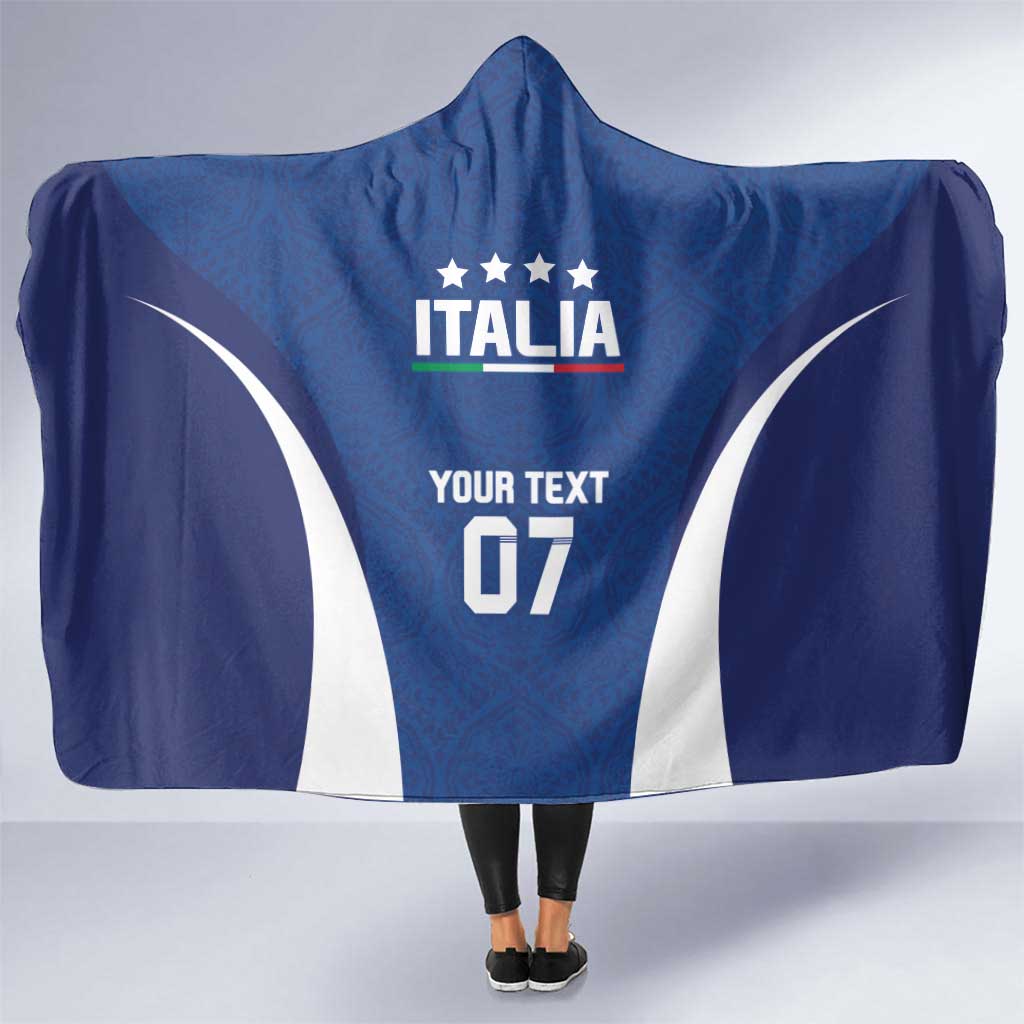 Italy Football 2024 Custom Hooded Blanket Gli Azzurri - Renaissance Inspired