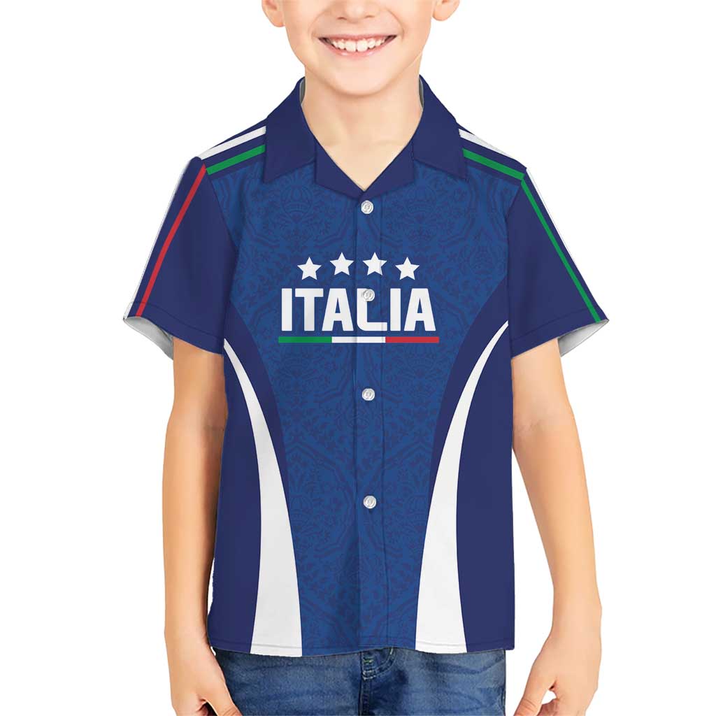 Italy Football 2024 Custom Kid Hawaiian Shirt Gli Azzurri - Renaissance Inspired - Wonder Print Shop