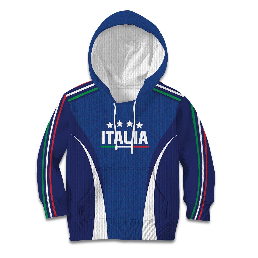 Italy Football 2024 Custom Kid Hoodie Gli Azzurri - Renaissance Inspired