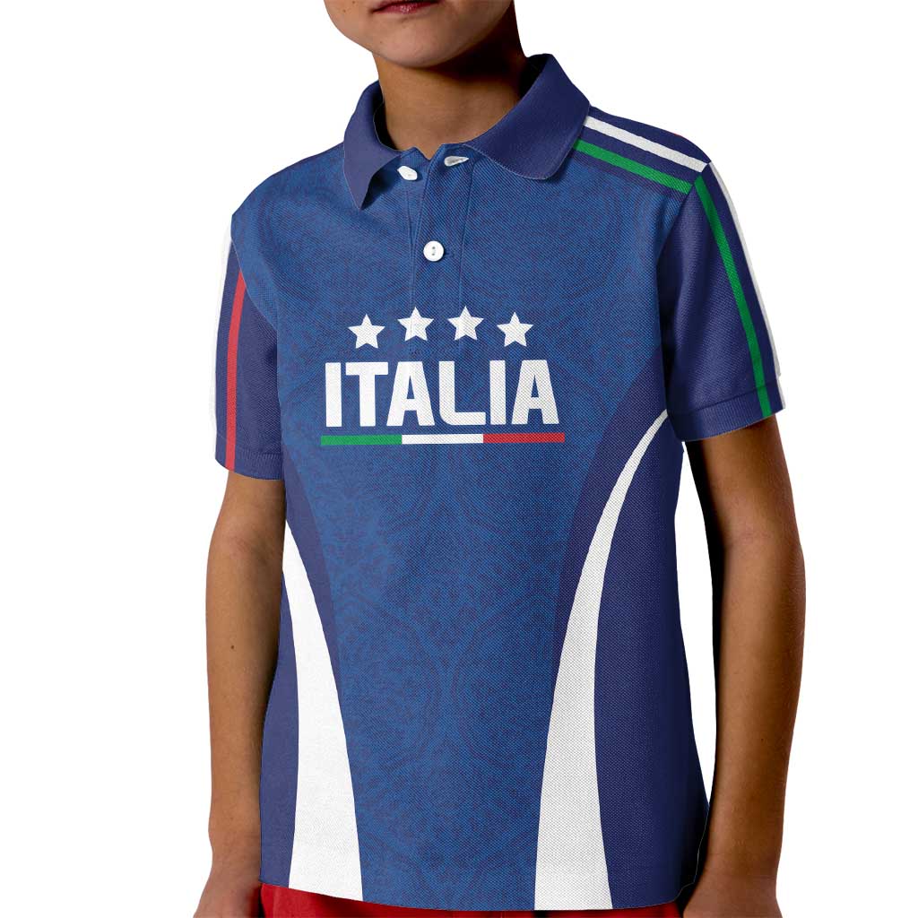 Italy Football 2024 Custom Kid Polo Shirt Gli Azzurri - Renaissance Inspired - Wonder Print Shop