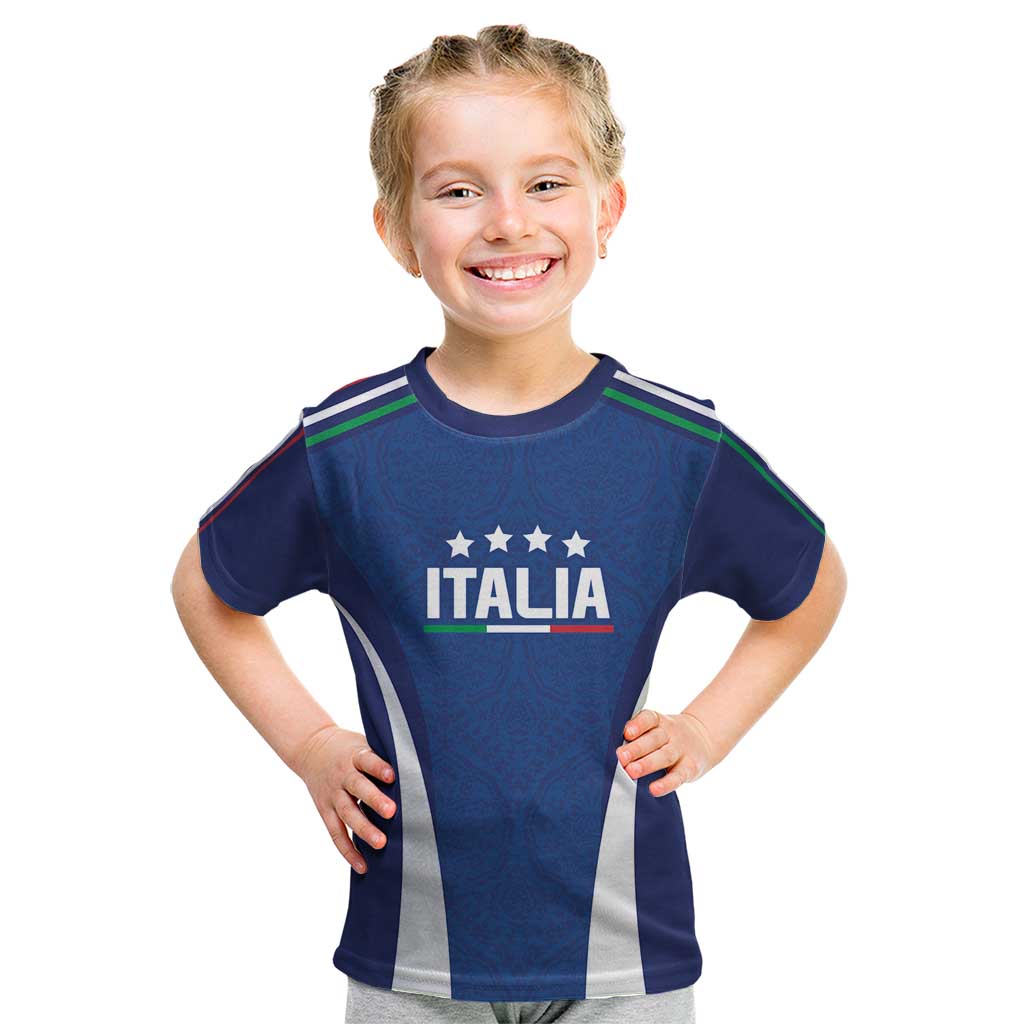 Italy Football 2024 Custom Kid T Shirt Gli Azzurri - Renaissance Inspired - Wonder Print Shop