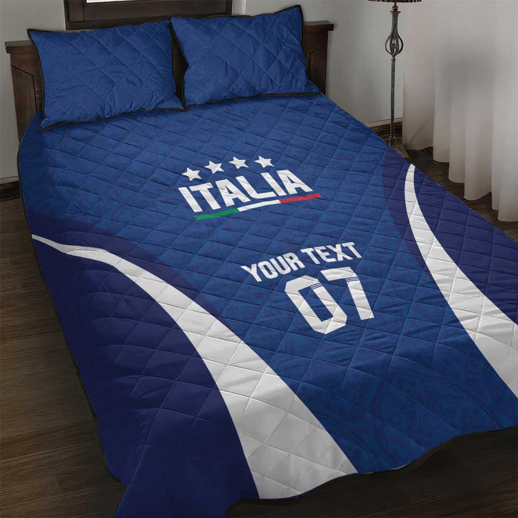 Italy Football 2024 Custom Quilt Bed Set Gli Azzurri - Renaissance Inspired - Wonder Print Shop