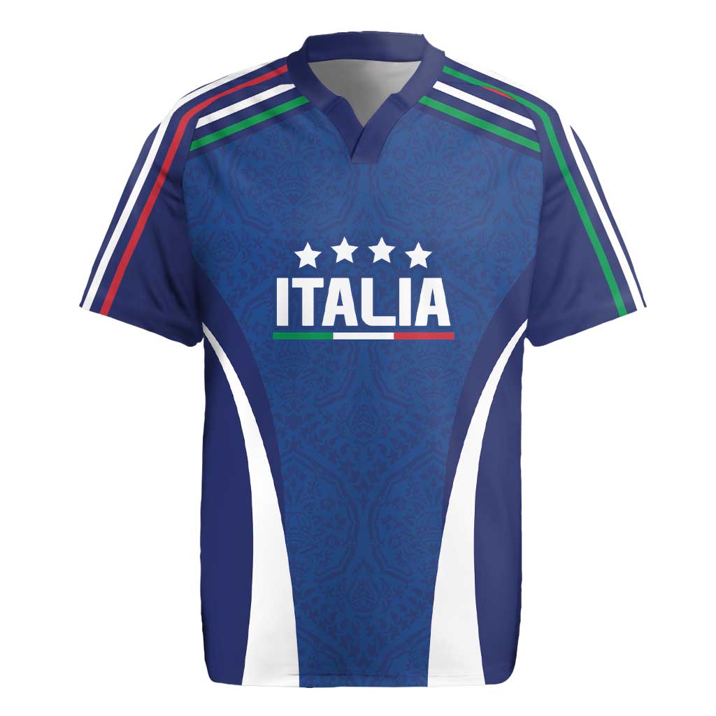 Italy Football 2024 Custom Rugby Jersey Gli Azzurri - Renaissance Inspired