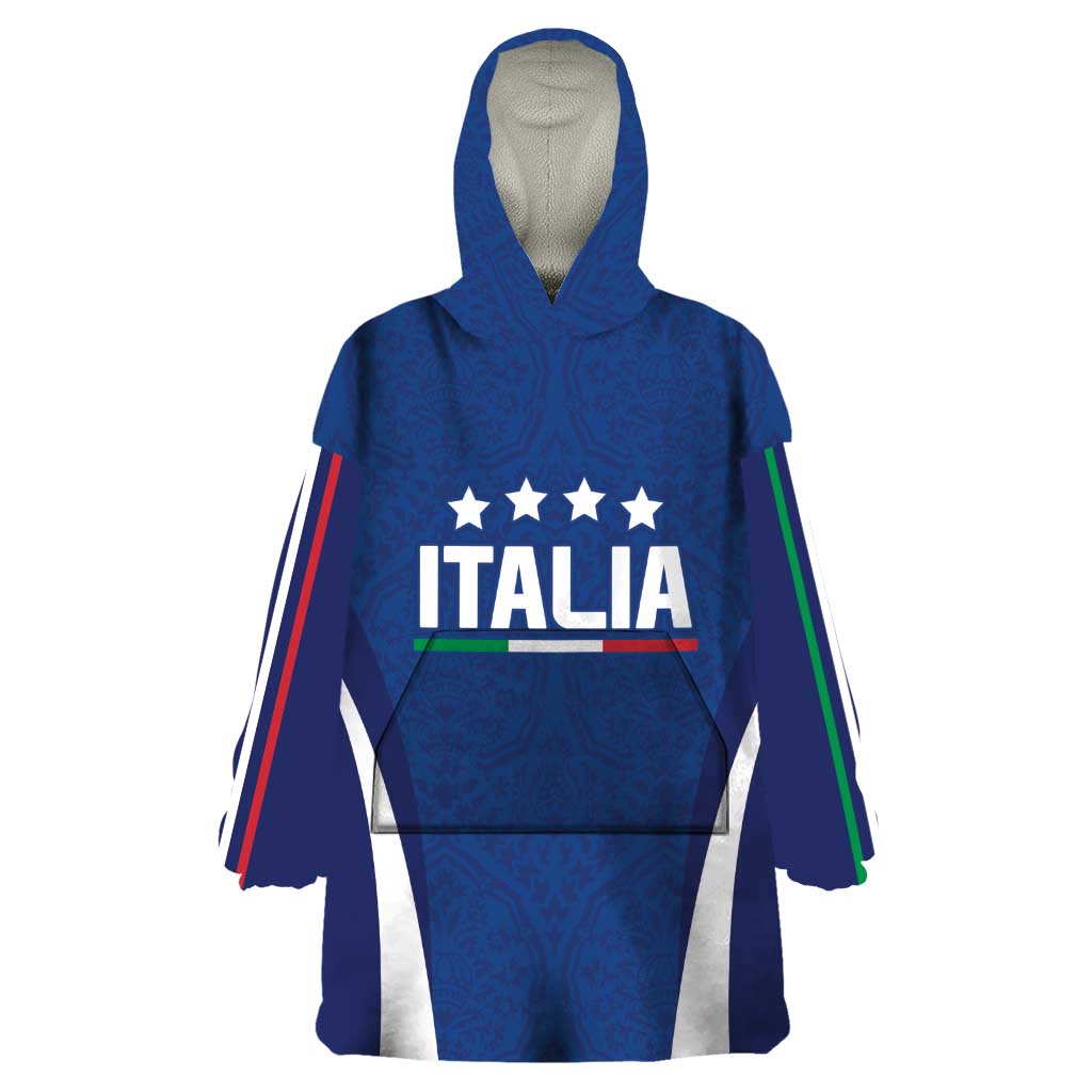 Italy Football 2024 Custom Wearable Blanket Hoodie Gli Azzurri - Renaissance Inspired