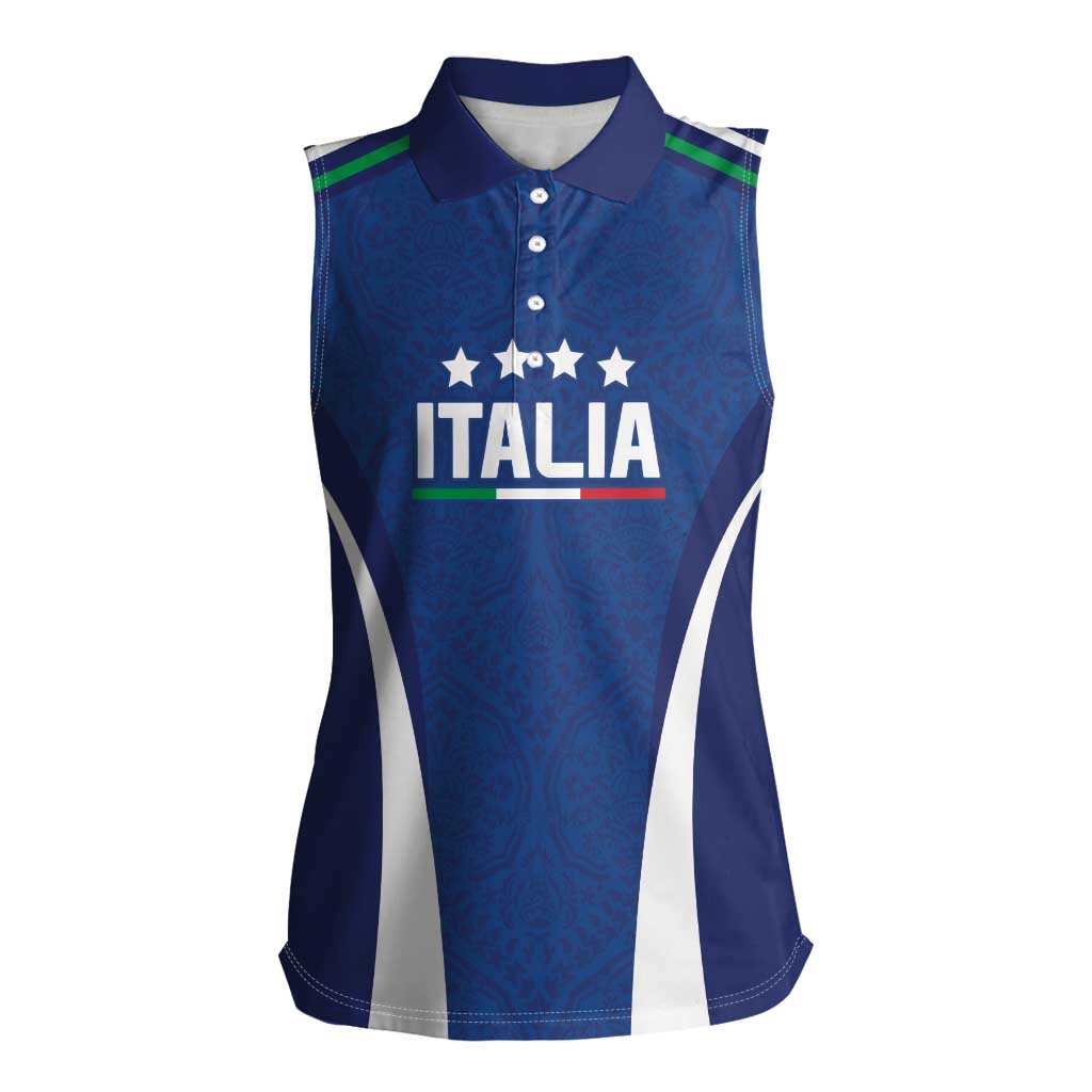 Italy Football 2024 Custom Women Sleeveless Polo Shirt Gli Azzurri - Renaissance Inspired