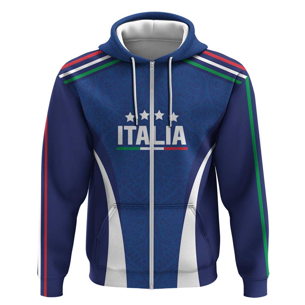 Italy Football 2024 Custom Zip Hoodie Gli Azzurri - Renaissance Inspired