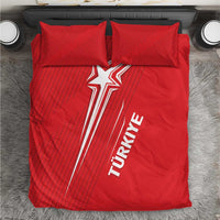 Red Turkey football duvet cover set with two pillowcases, crescent-star and TURKIYE text