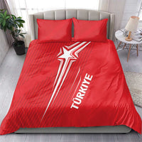 Red Turkey football bedding set with white crescent-star emblem and TURKIYE text