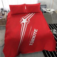 Red Turkey football bedding set with TURKIYE logo and crescent-star on the duvet