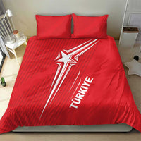 Red Turkey football bedding set with crescent-star design and TURKIYE lettering on duvet