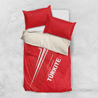 Red Turkey football bedding set with two red pillowcases and TURKIYE text duvet