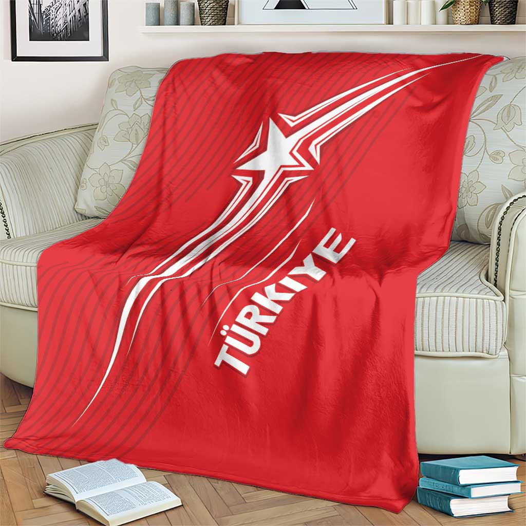 Red Turkey football blanket with white star graphic and TURKIYE text