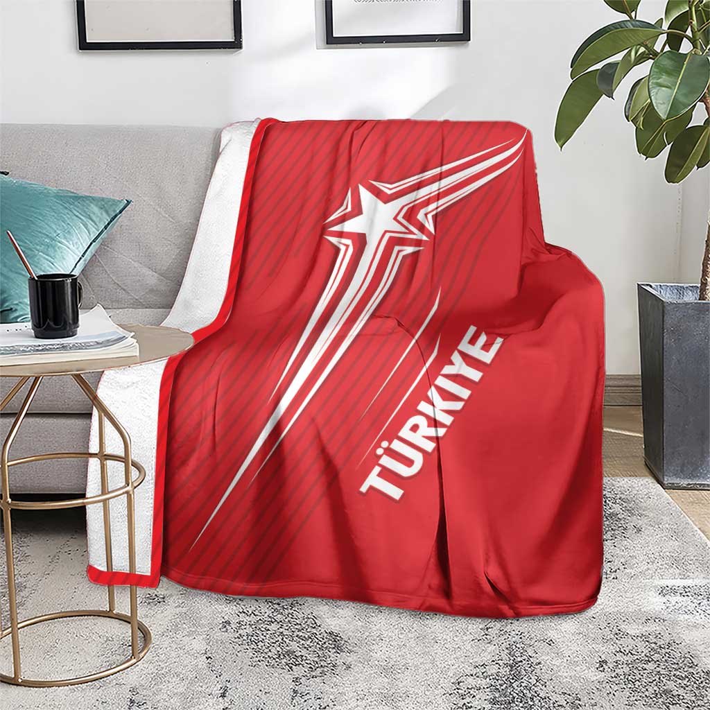 Red Turkey football blanket with white crescent-star and Turkish word graphic