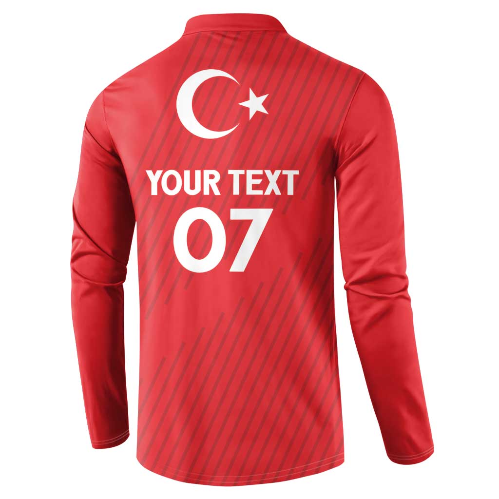 Red Turkey football button sweatshirt back with crescent-star and YOUR TEXT 07
