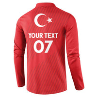 Red Turkey football button sweatshirt back with crescent-star and YOUR TEXT 07