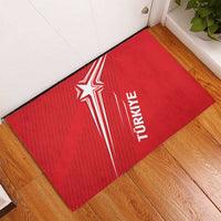 Red Turkey Football 2024 rubber doormat with white star and TURKIYE text