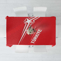 Red football tablecloth with crescent-star graphic and TURKIYE text