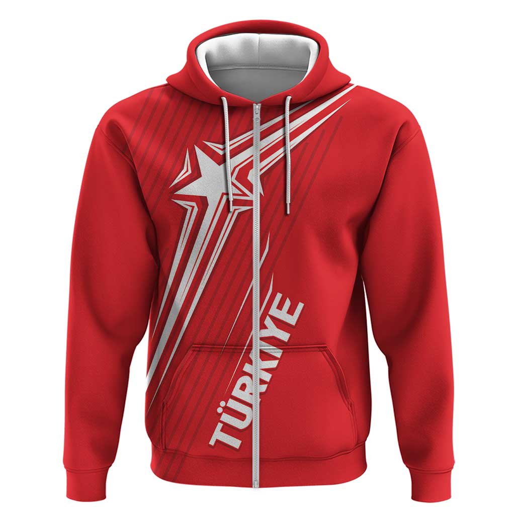 Turkiye Football 2024 Custom Zip Hoodie Crescent-Stars Basic Style - Wonder Print Shop