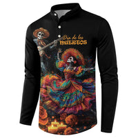 Black button sweatshirt with Día de los Muertos skeleton graphic
