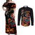 Mexico Dia de los Muertos Couples Matching Off Shoulder Maxi Dress and Long Sleeve Button Shirt La Calavera Catrina