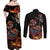 Mexico Dia de los Muertos Couples Matching Off Shoulder Maxi Dress and Long Sleeve Button Shirt La Calavera Catrina