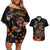 Mexico Dia de los Muertos Couples Matching Off Shoulder Short Dress and Hawaiian Shirt La Calavera Catrina