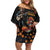 Mexico Dia de los Muertos Family Matching Off Shoulder Short Dress and Hawaiian Shirt La Calavera Catrina