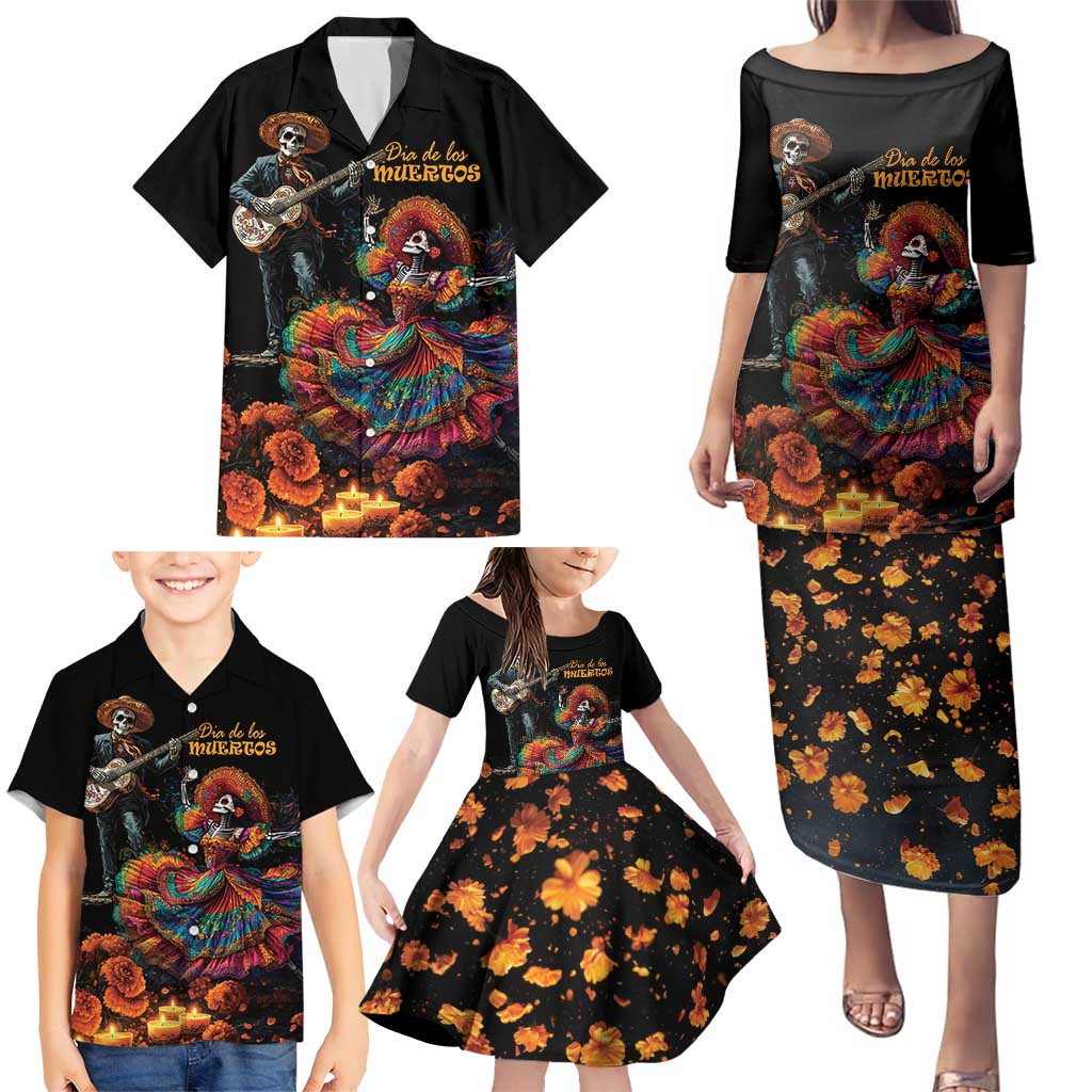 Mexico Dia de los Muertos Family Matching Puletasi and Hawaiian Shirt La Calavera Catrina