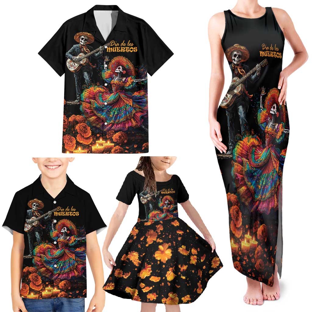 Mexico Dia de los Muertos Family Matching Tank Maxi Dress and Hawaiian Shirt La Calavera Catrina