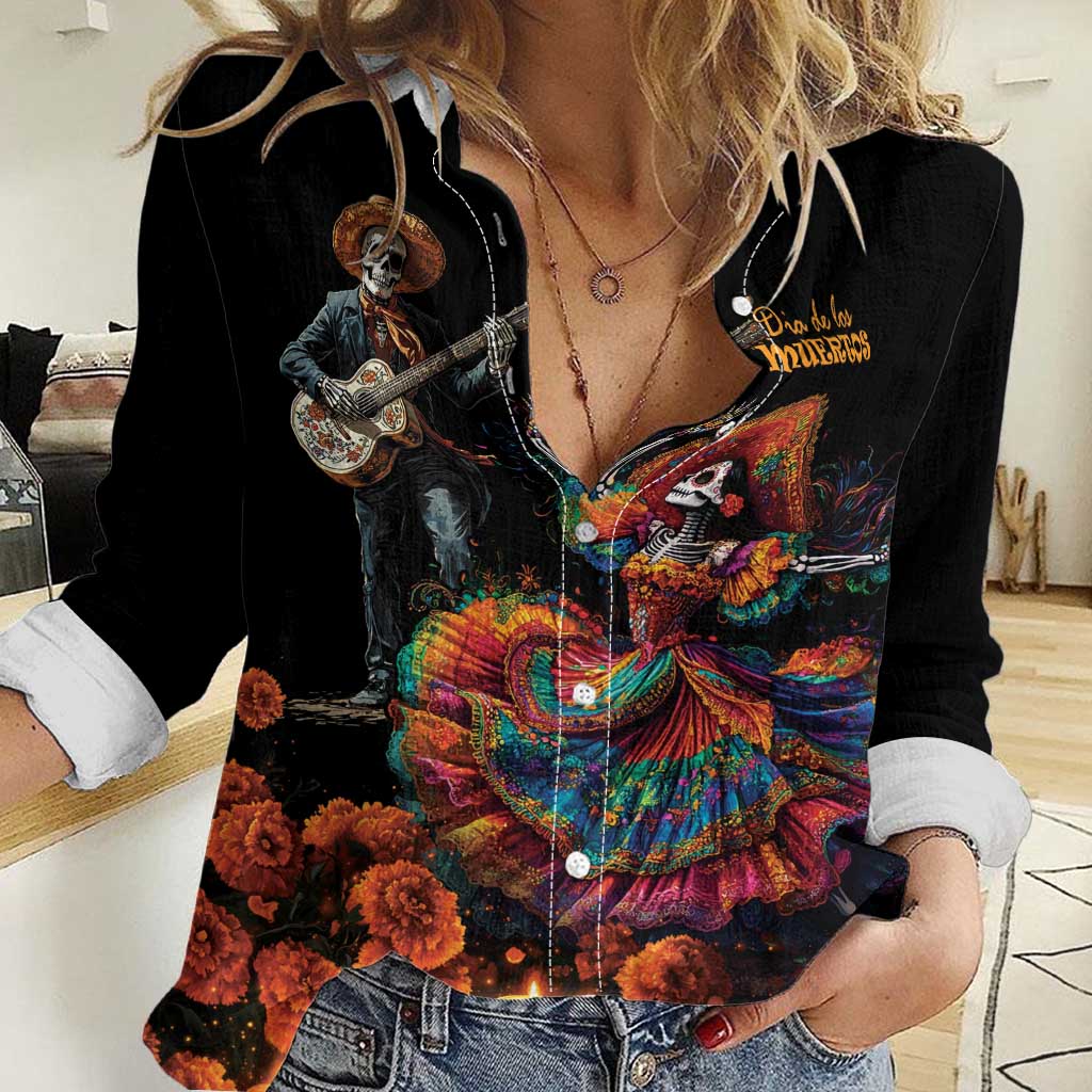 Mexico Dia de los Muertos Women Casual Shirt La Calavera Catrina