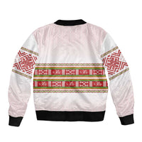 Lithuania Folk Pattern Vytis Motif Sleeve Zip Bomber Jacket