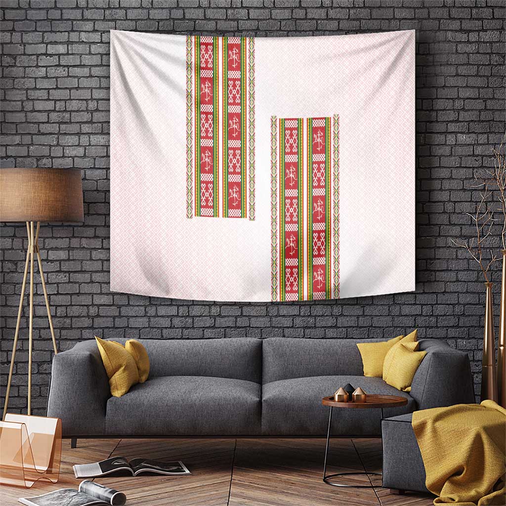 Lithuania Folk Pattern Vytis Motif Tapestry