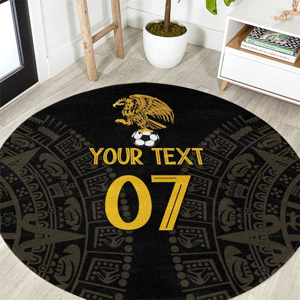 Mexico Football Custom Round Carpet Viva Mexicana Aztec Inspired