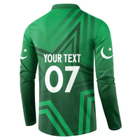 Green button sweatshirt back with YOUR TEXT 07 print and long sleeves, star accents