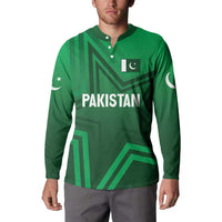 Green Pakistan button sweatshirt with flag patch, long sleeves and bold front graphics