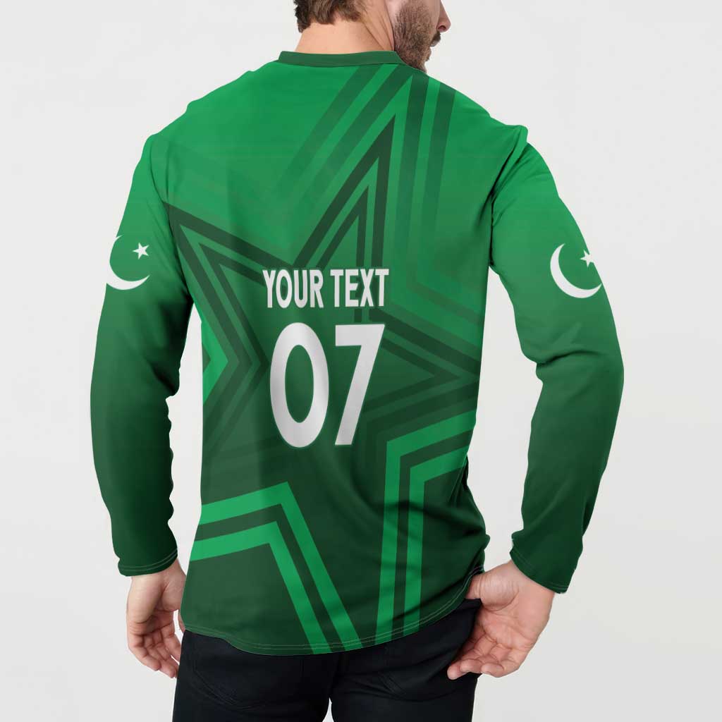 Green button sweatshirt back with YOUR TEXT 07 print and long sleeves
