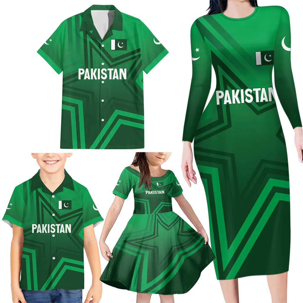 Pakistan Cricket World Cup 2024 Family Matching Long Sleeve Bodycon Dress and Hawaiian Shirt Star Jersey Inspired LT7 - Wonder Print Shop